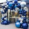 Navy Blue Silver Balloons Garland Kit Blue White Silver Confetti Balloons Different Sizes for Graduation Birthday Party Baby Shower Party Decorations